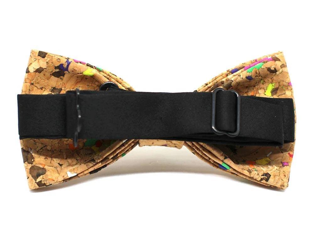 Pajarita original de corcho multicolor con tira ajustable negra para hombre y niño