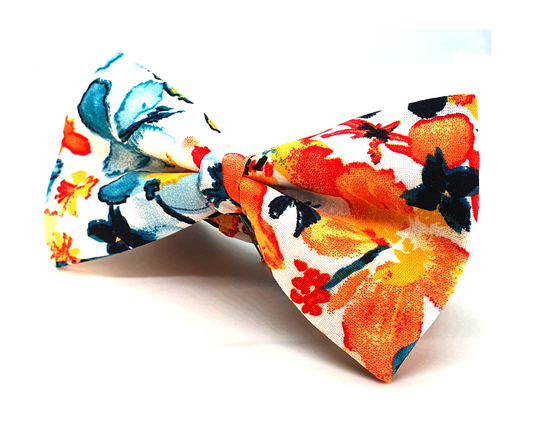 Pajarita Flores Verdes y Naranjas