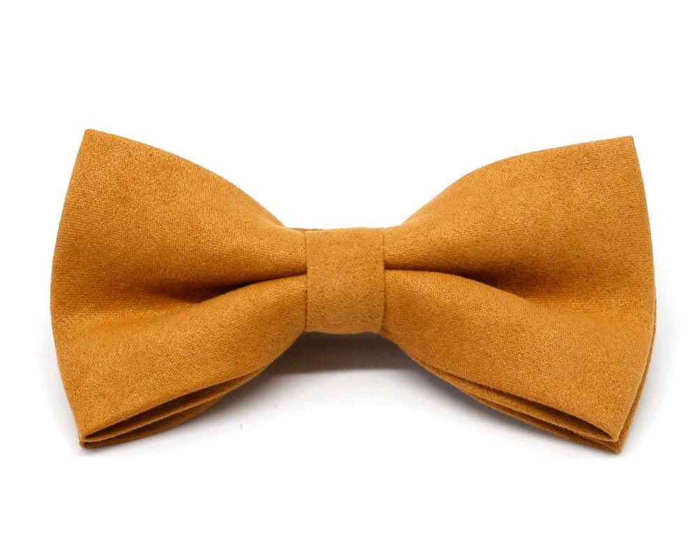 Pajarita mostaza de tela lisa, diseño artesanal para hombre y niño, elegante y original